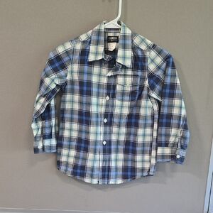 OshKosh B'gosh Navy and White Plaid Button Down Shirt